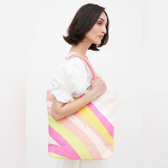 Vintage Emilio Pucci Pink Canvas Tote - Picture 2 of 12